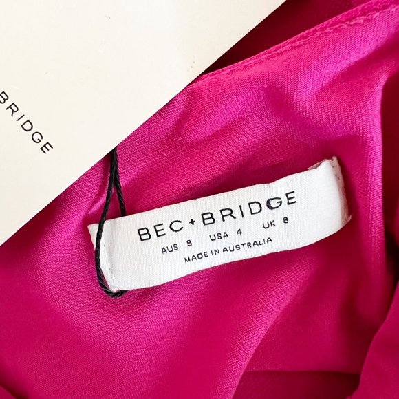 NWT BEC & BRIDGE amelie short mini dress magenta neon pink bodycon new US size 4 - Picture 5 of 10